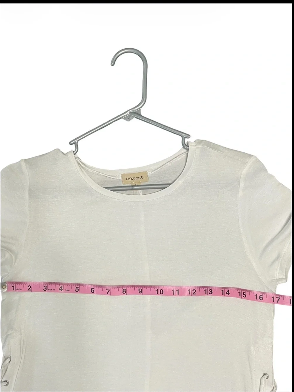 Takeout White Crewneck Swim Suit Cover-Up With Lacing Detail
